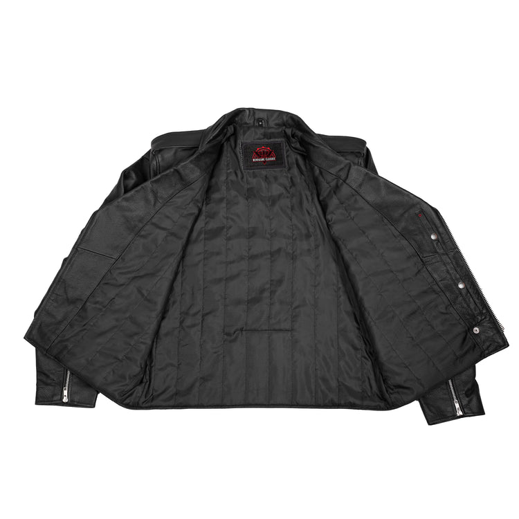 Dawn Rider Men's Premium Black Leather Motorcycle Jacket