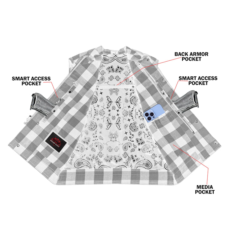 Scarlet Fury™ Mens Flannel Motorcycle Textile Vest
