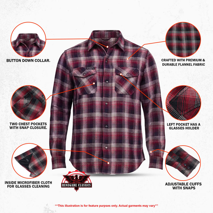 Riveter Men’s Maroon, Black, and White Flannel