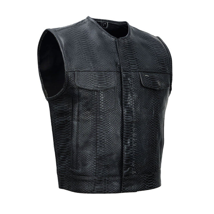 Leather Fang Lowcut Men's Leather Vest