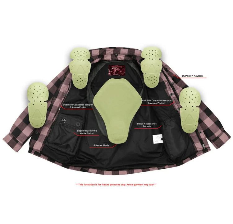 Alpha Check Men's Armored Motorcycle Flannel Shirt - Red/Black