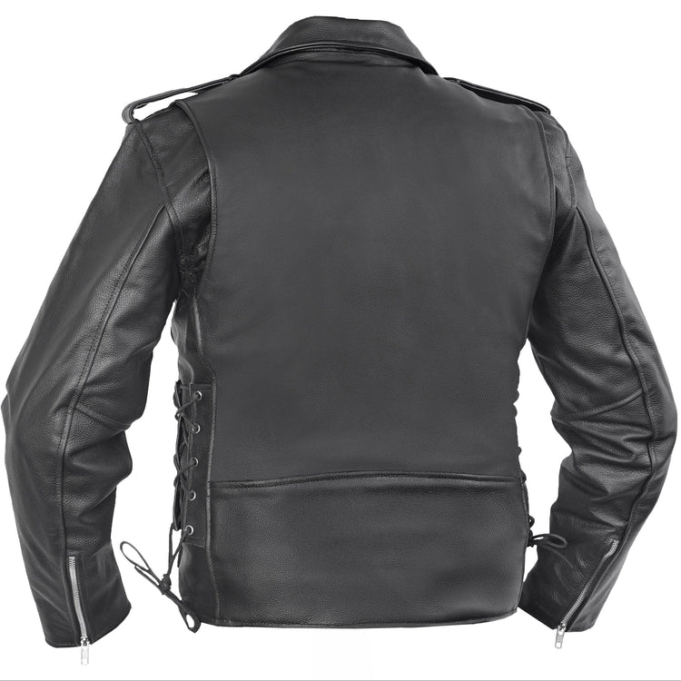 Classic Star Black Men's Leather Motorcycle Jacket – Adjustable Fit