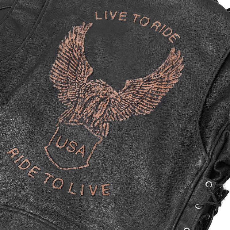 Freedom Rider Black Men's Leather Jacket – Eagle Embossed