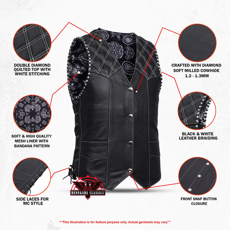 Velrik Mens Leather Motorcycle Vest