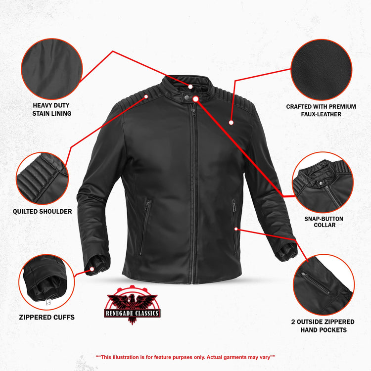 Rivet Soul Men’s Faux Leather Motorcycle Jacket
