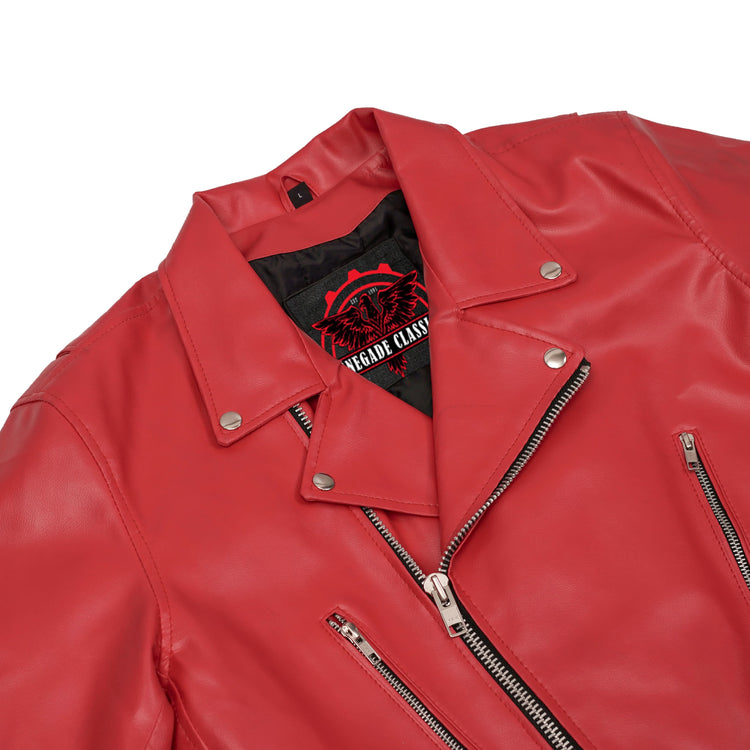 Crimson Firebrand Men’s Faux Leather Motorcycle Jacket