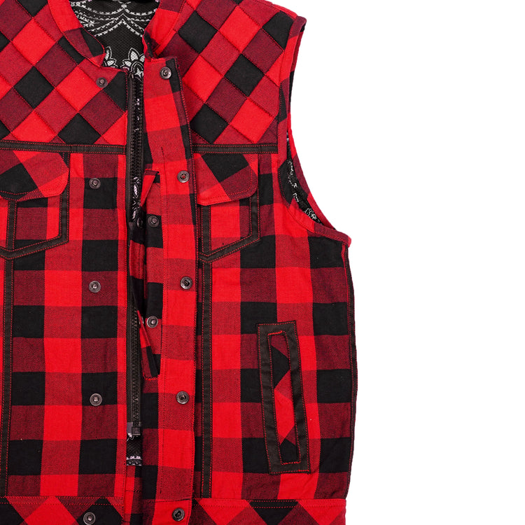 Scarlet Fury™ Mens Flannel Motorcycle Textile Vest