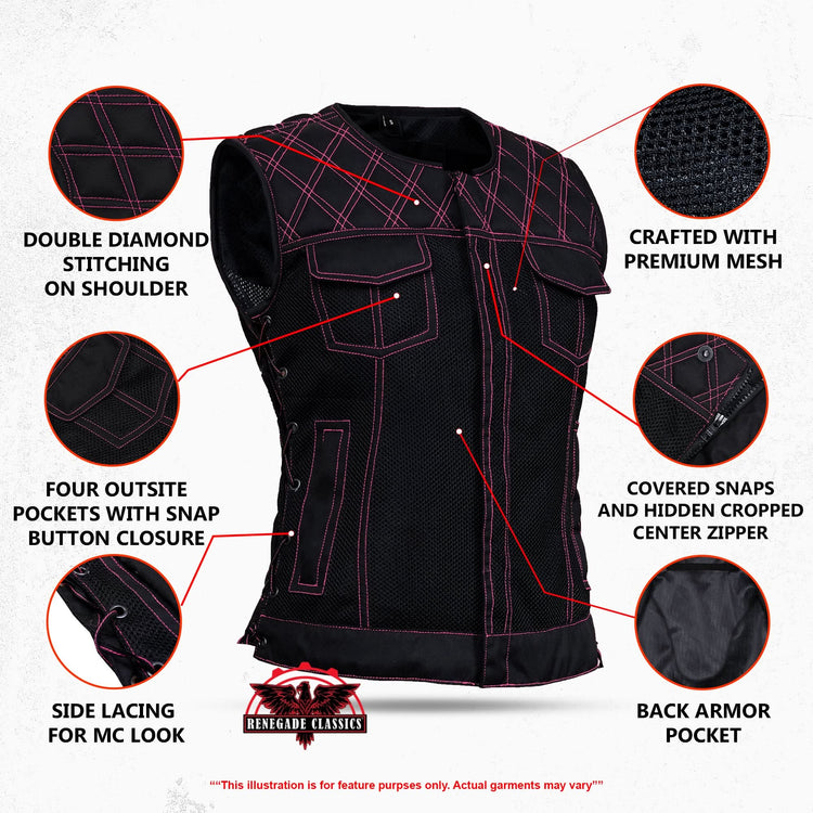 Rose Phantom™ Womens Mesh Motorcycle Vest