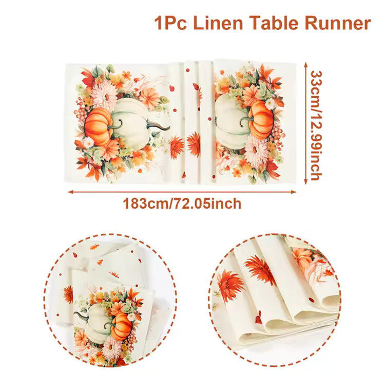 Pumpkin Thanksgiving Linen Table Flag