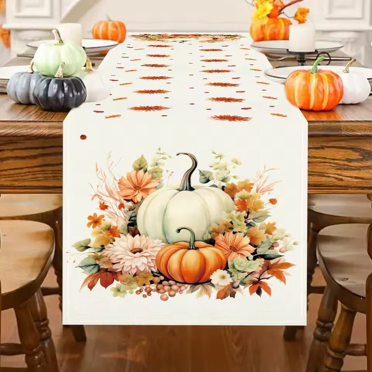 Pumpkin Thanksgiving Linen Table Flag
