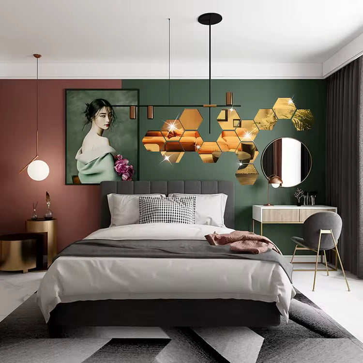Hexagon Mirror Wall Sticker