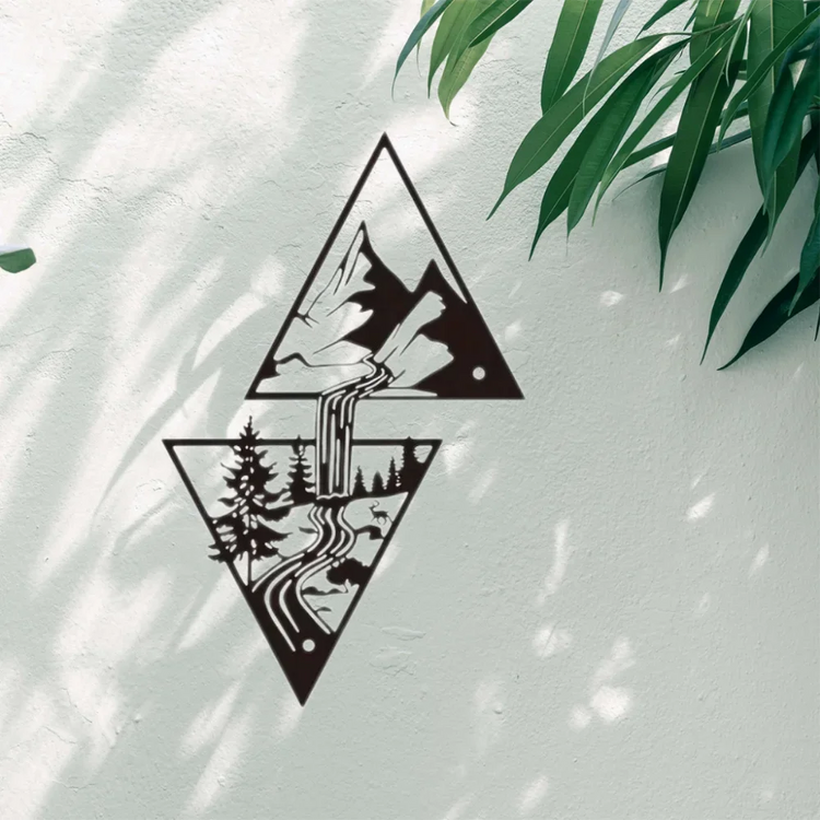 Mountain Wall Art, Mountain Waterfall Metal Wall Art Home Decor, Metal Wall Art, Home Decor Modern Art Wall Ornaments Artwork