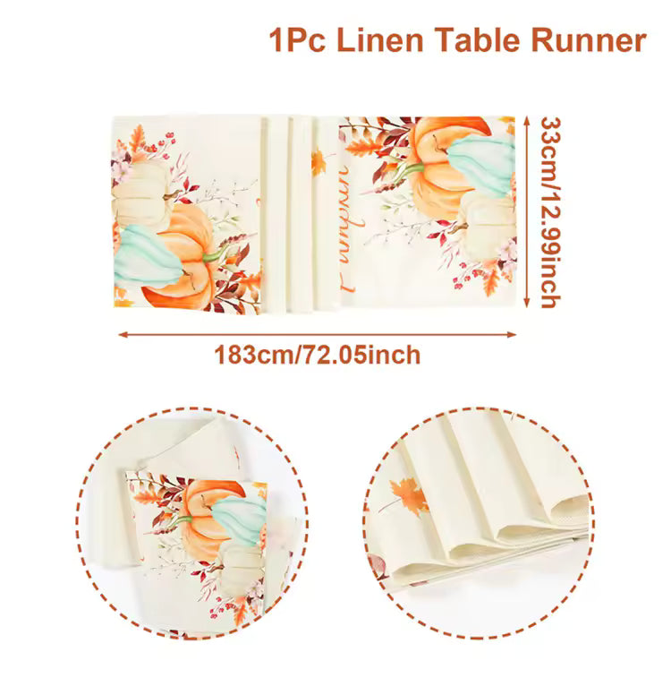 Pumpkin Thanksgiving Linen Table Flag