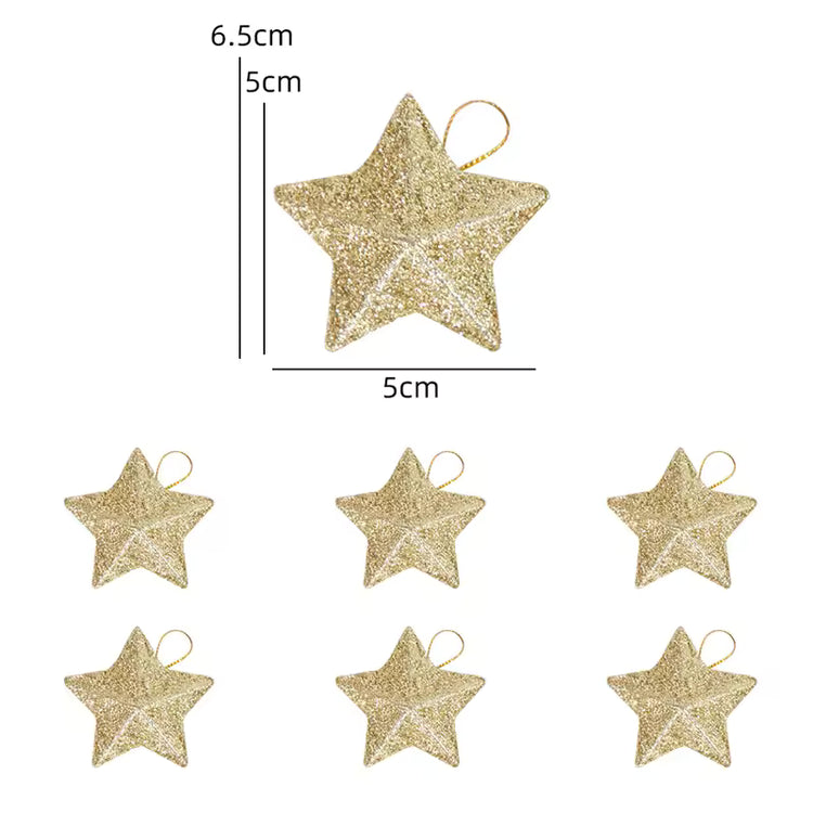 Gold Glitter Star Ornaments