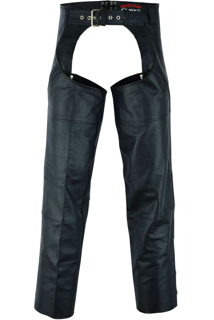 Leather Guard Unisex leather motorcycle chaps - Black