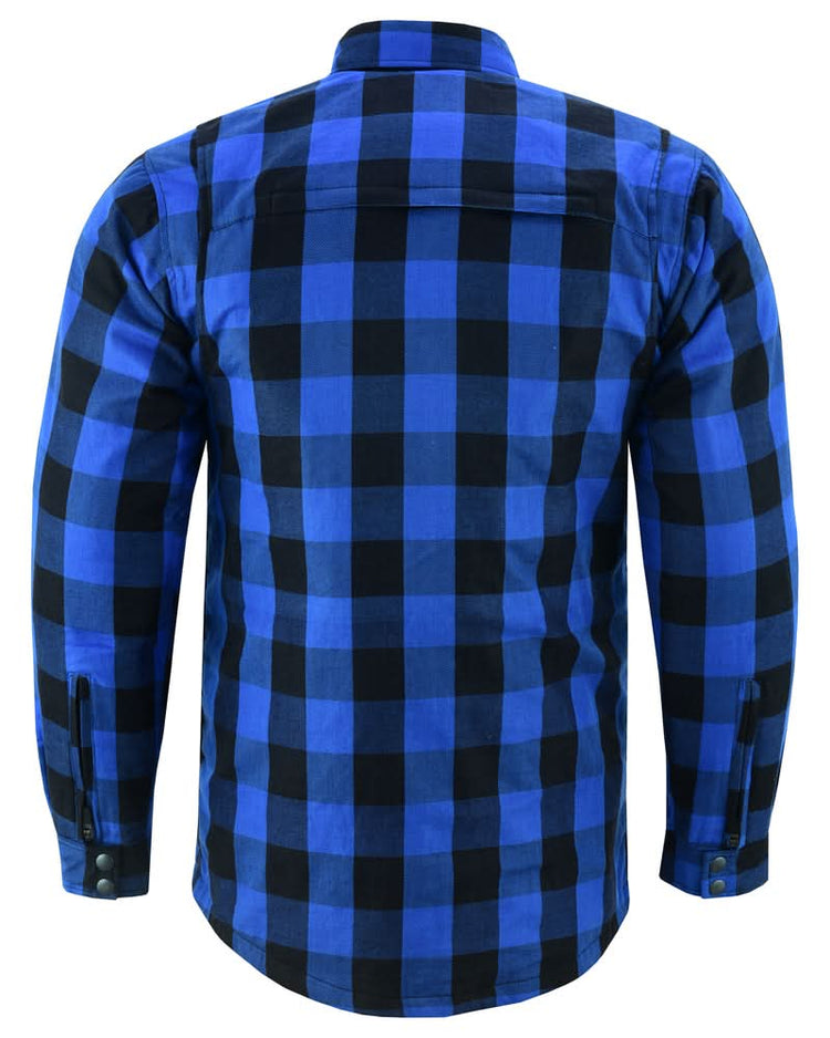 Lumberjack Men's Armored Motorcycle Flannel Shirt - Blue