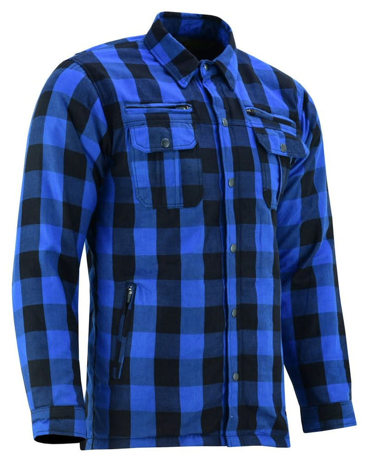 Lumberjack Men's Armored Motorcycle Flannel Shirt - Blue