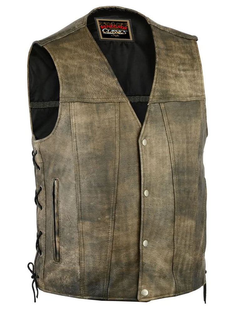 Antique Charm Men's Antique Brown Leather Motorcycle Vest