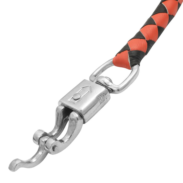 GBW29B Leather Biker Whip-Orange/Black W / White Pool Ball