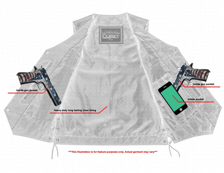 Hawk Men's Classic Black Leather Motorcycle Vest