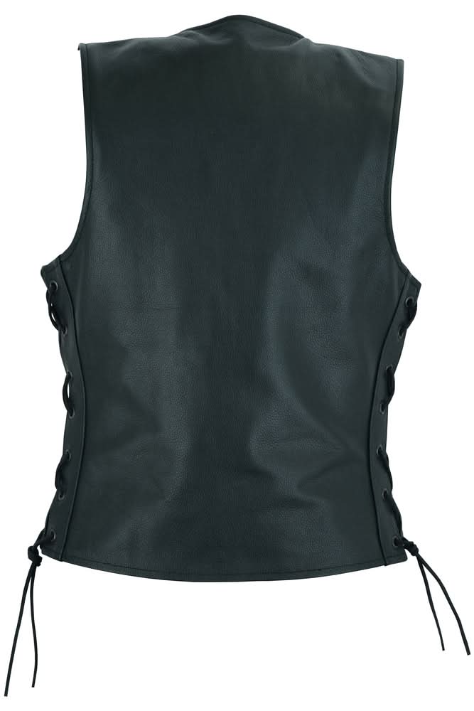 Ella Women's leather motorcycle vest - Black