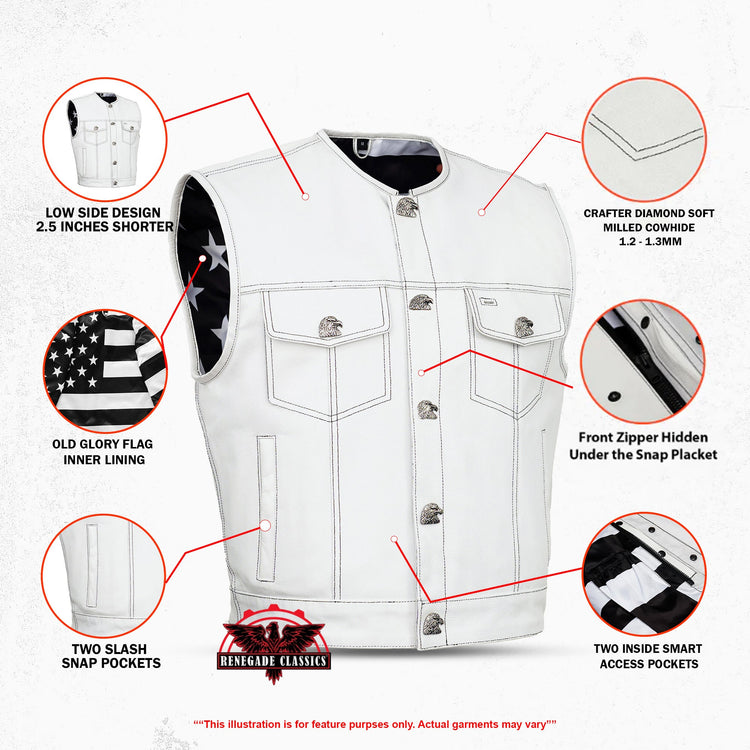 Glory Ride Lowcut Mens Motorcycle Leather Vest