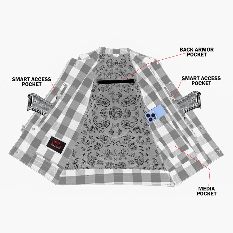 Rogue Inferno Mens Flannel Motorcycle Textile Vest