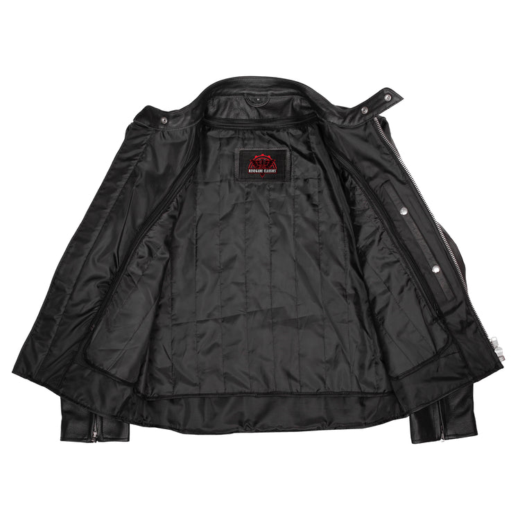 AM Knucklehead Premium Black Men's Leather Motorcycle Jacket