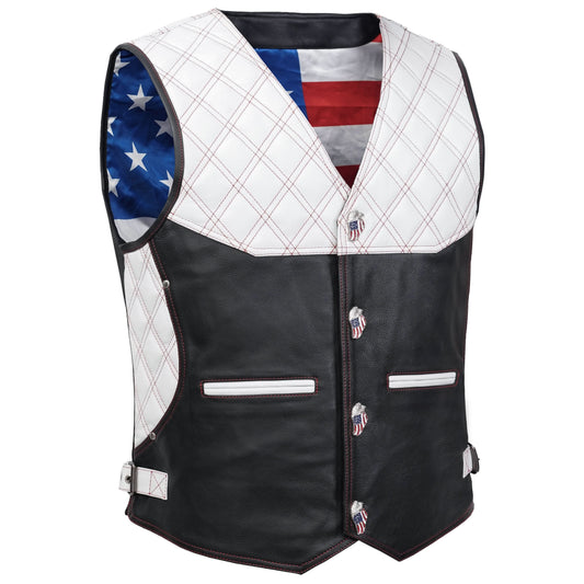 Star-Dusted Mens Leather Motorcycle Vest