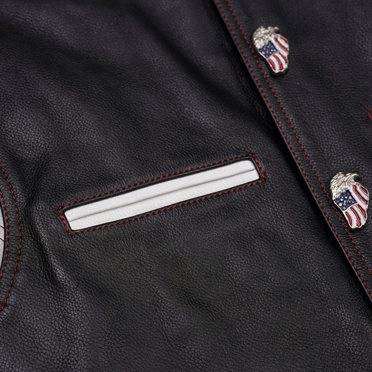 Star-Dusted Mens Leather Motorcycle Vest