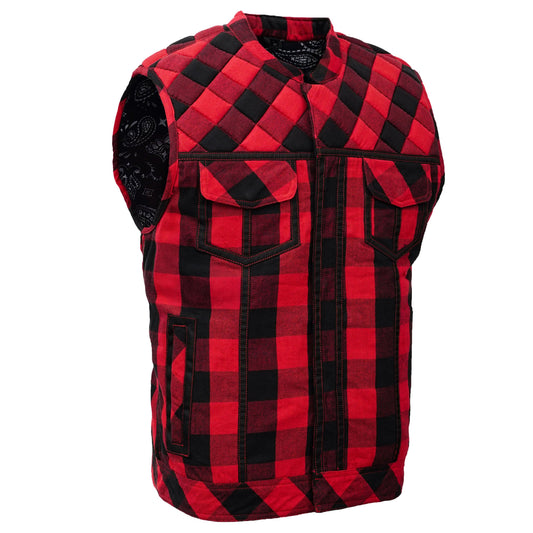 Scarlet Fury™ Mens Flannel Motorcycle Textile Vest