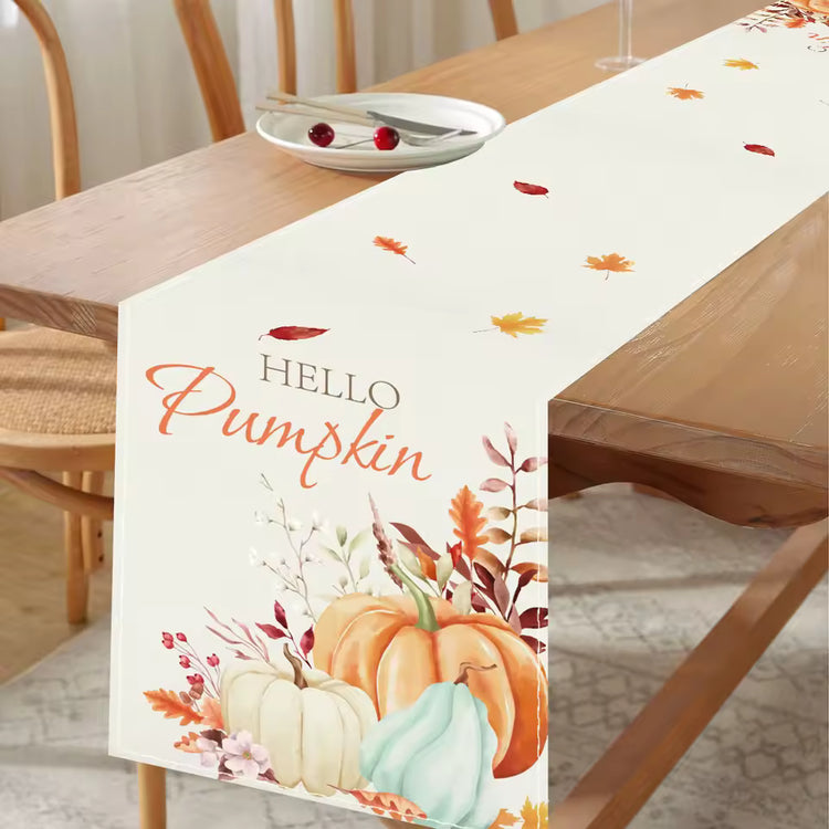 Pumpkin Thanksgiving Linen Table Flag