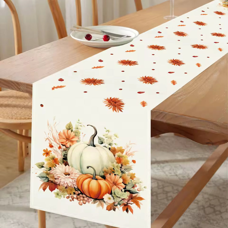 Pumpkin Thanksgiving Linen Table Flag