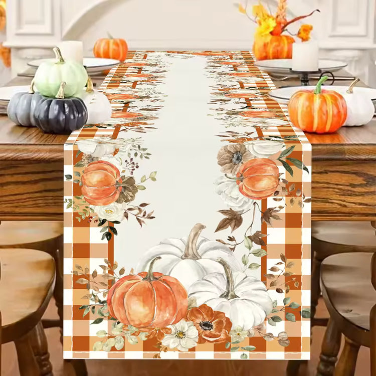 Pumpkin Thanksgiving Linen Table Flag