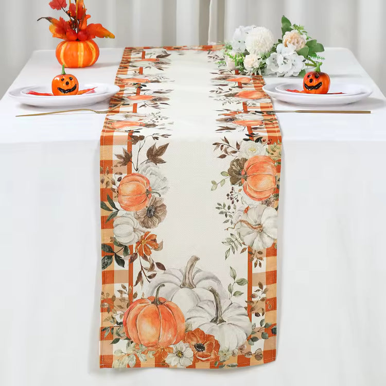 Pumpkin Thanksgiving Linen Table Flag