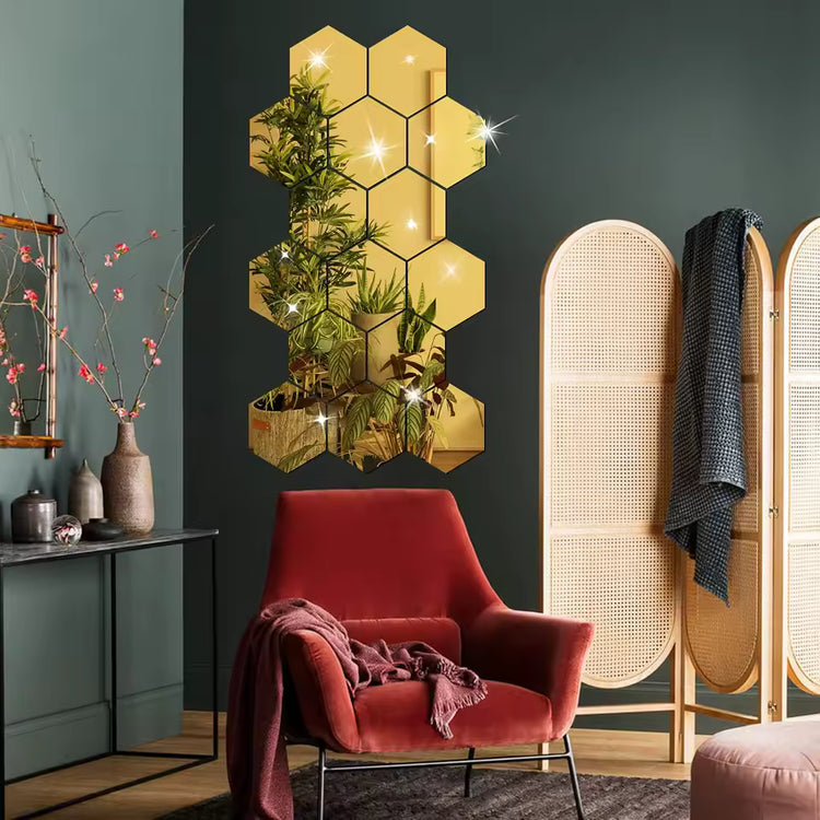Hexagon Mirror Wall Sticker
