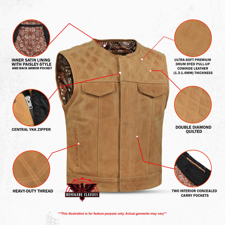 Rustic Rebel Lowcut Mens Leather Motorcycle Vest