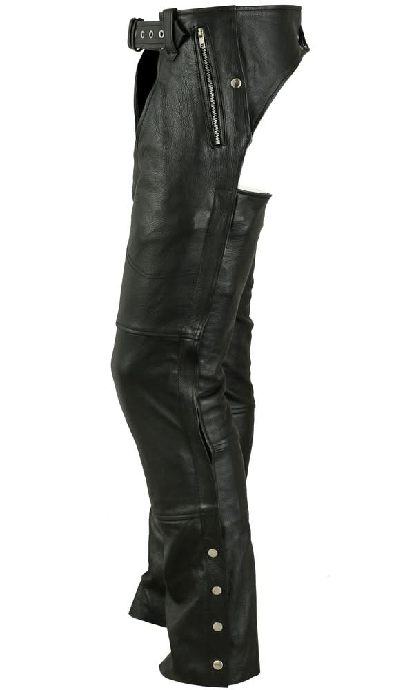 Rider Shield Black leather motorcycle chaps - Black