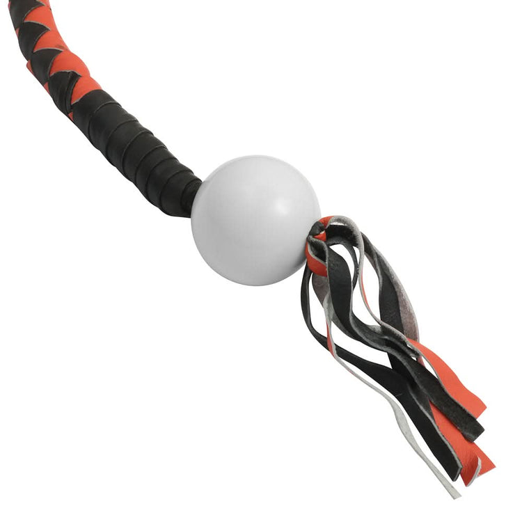 GBW29B Leather Biker Whip-Orange/Black W / White Pool Ball