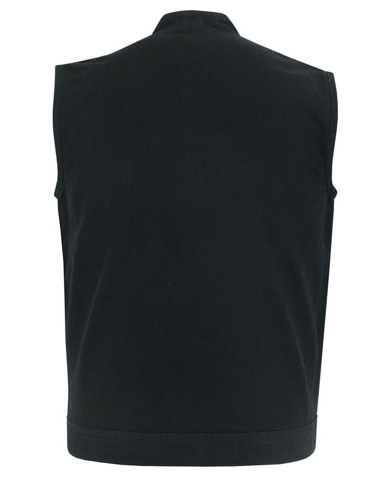 Weston Black Men's Denim Motorcycle Vest – Single Panel Back