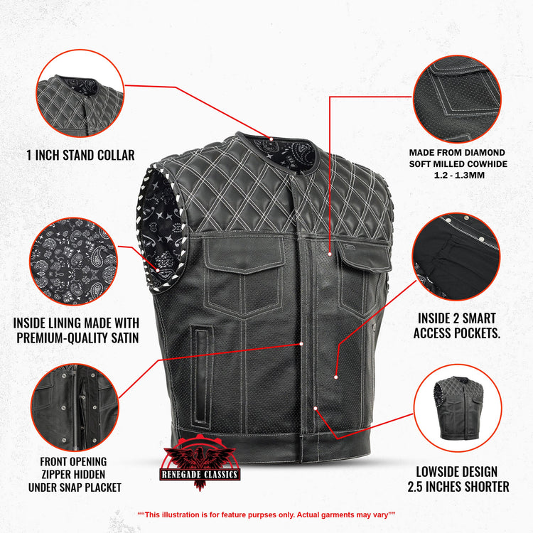 Blaze Lowcut Chrome Phantom Men's Leather Vest